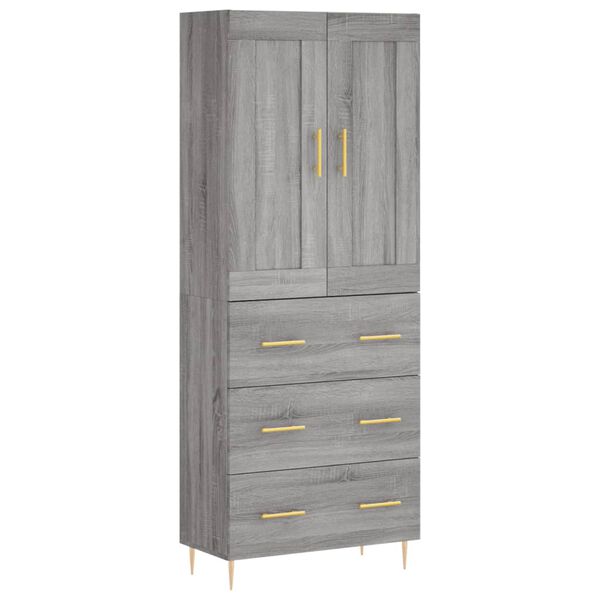 vidaXL Buffet haut Sonoma gris 69,5x34x180 cm Bois d'ing&eacute;nierie