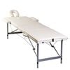 vidaXL Table pliable de massage Blanc crème 3 zones cadre en aluminium
