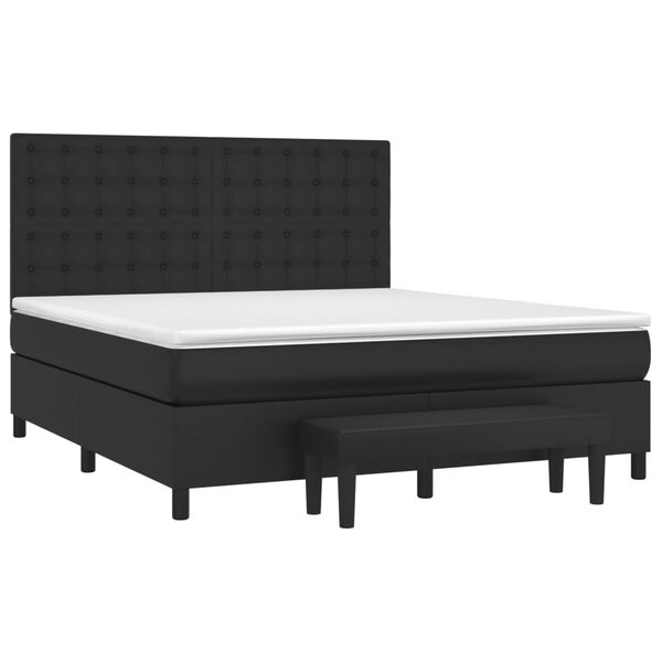 vidaXL Sommier à lattes de lit avec matelas Noir 180x200 cm Similicuir