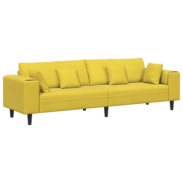 vidaXL Canap&eacute; avec coussin Jaune 250 x 77 x 76 cm Velours