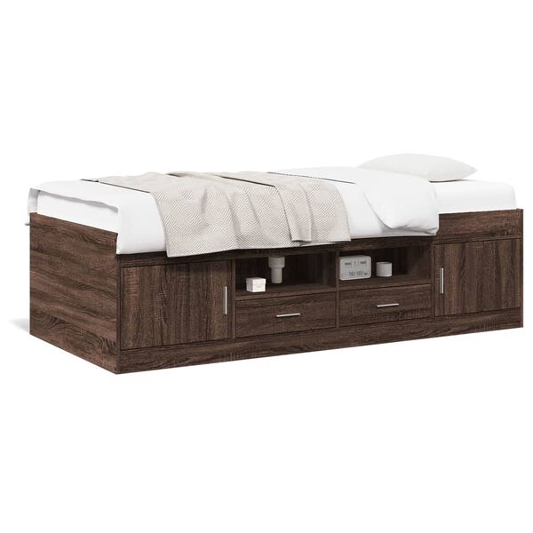 vidaXL Lit de jour avec tiroirs sans matelas ch&ecirc;ne marron 100x200 cm