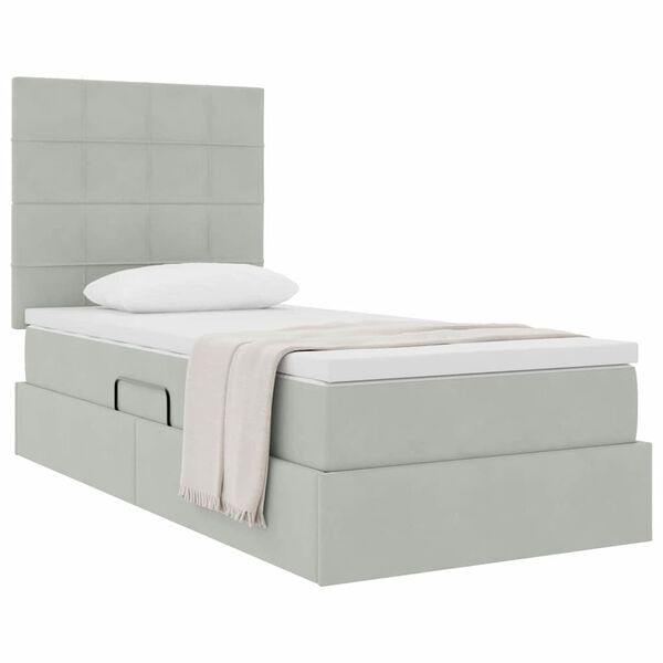 vidaXL Lit avec rangement et matelas Gris clair 100 x 200 cm Velours