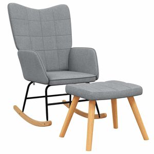 vidaXL Chaise &agrave; bascule avec tabouret Gris clair Tissu