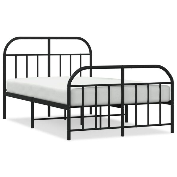 vidaXL Cadre de lit m&eacute;tal sans matelas avec pied de lit noir 120x200cm