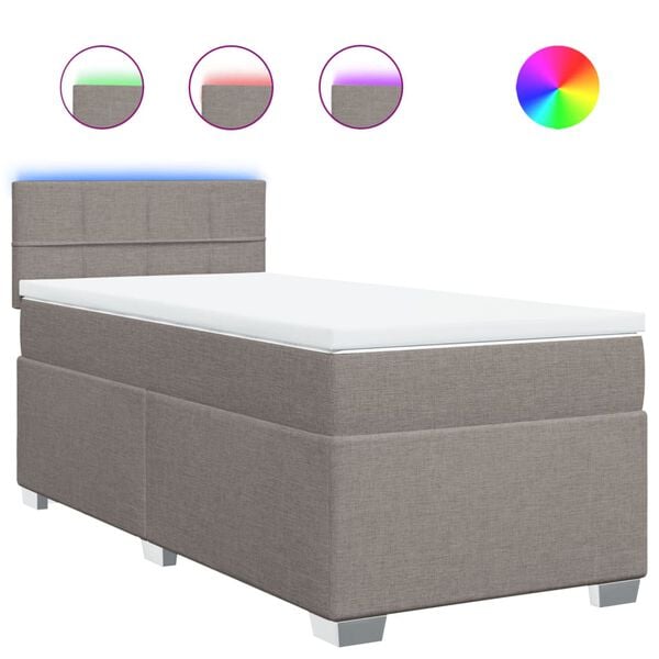vidaXL Sommier &agrave; lattes de lit avec matelas Taupe 90x200 cm Tissu