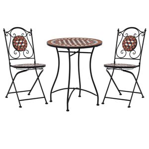 vidaXL Ensemble de bistro 3 pcs mosa&iuml;que Carreau c&eacute;ramique Terre cuite