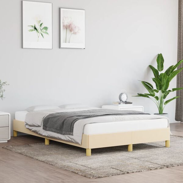 vidaXL Cadre de lit sans matelas cr&egrave;me 120x200 cm tissu
