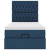 vidaXL Cadre de lit ottoman avec matelas bleu 90x190 cm tissu