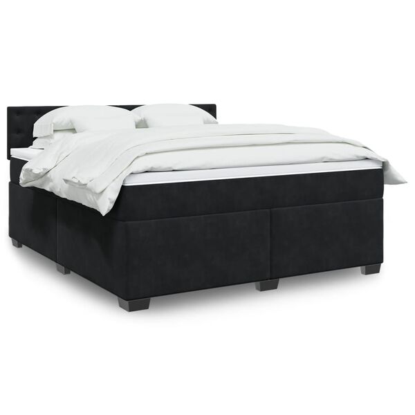 vidaXL Sommier &agrave; lattes de lit avec matelas Noir 180x200 cm Velours