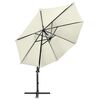 vidaXL Parasol de jardin en porte-à-faux et mât et lumières LED sable