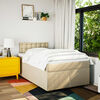 vidaXL Sommier &agrave; lattes de lit avec matelas cr&egrave;me 120x190 cm tissu