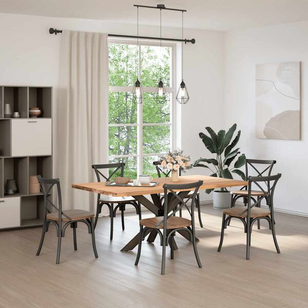 vidaXL Pied de table &agrave; manger en forme d'araign&eacute;e, noir, 120 x 68 x (72-73) cm, acier