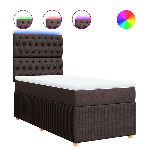 vidaXL Sommier &agrave; lattes de lit avec matelas Marron fonc&eacute; 90x190 cm