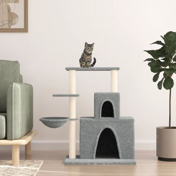vidaXL Arbre &agrave; chat avec griffoirs en sisal Gris clair 83 cm
