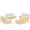 vidaXL Salon de jardin 8 pcs avec coussins cr&egrave;me Bois de pin
