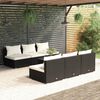 vidaXL Salon de jardin 7 pcs avec coussins R&eacute;sine tress&eacute;e Noir