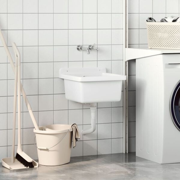 vidaXL Lavabo pour montage murale blanc 40x40x24 cm r&eacute;sine