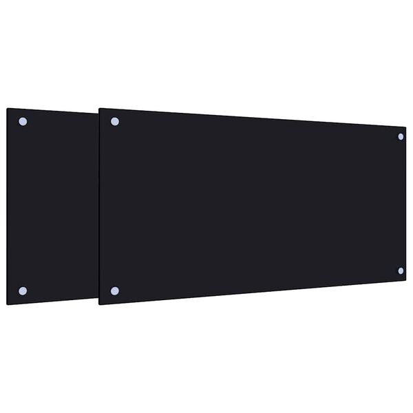 vidaXL Dosserets de cuisine 2 pcs noir 80x40 cm verre tremp&eacute;