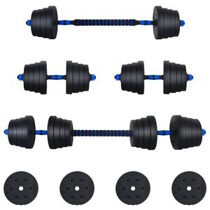 vidaXL Set d'halt&egrave;res 2-en-1 40 kg Noir et Bleu Ciment et sable de fer