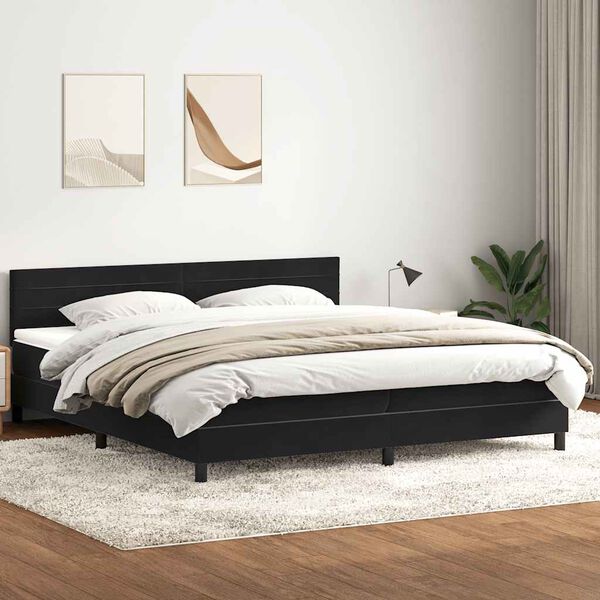 vidaXL Sommier &agrave; lattes de lit avec matelas et LED noir 200x220 cm velours