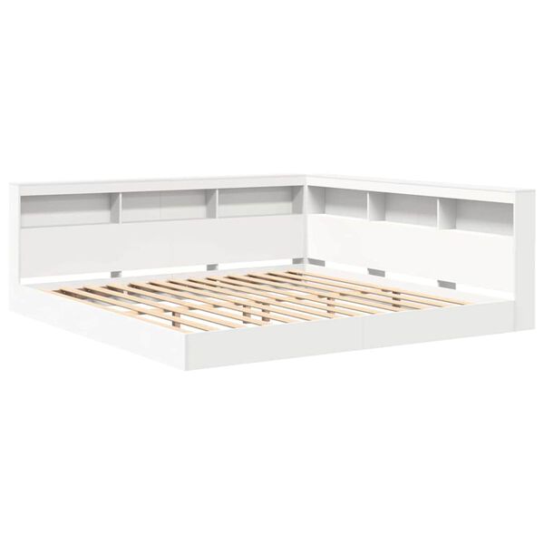 vidaXL Lit Biblioth&egrave;que Blanc 180 x 200 cm Bois d'ing&eacute;nierie