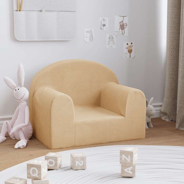 vidaXL Canap&eacute; pour enfants cr&egrave;me peluche douce