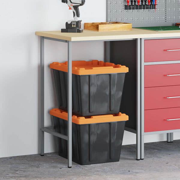 vidaXL Table d'angle Gris 55 x 55 x 85 cm Acier et bois lamin&eacute;