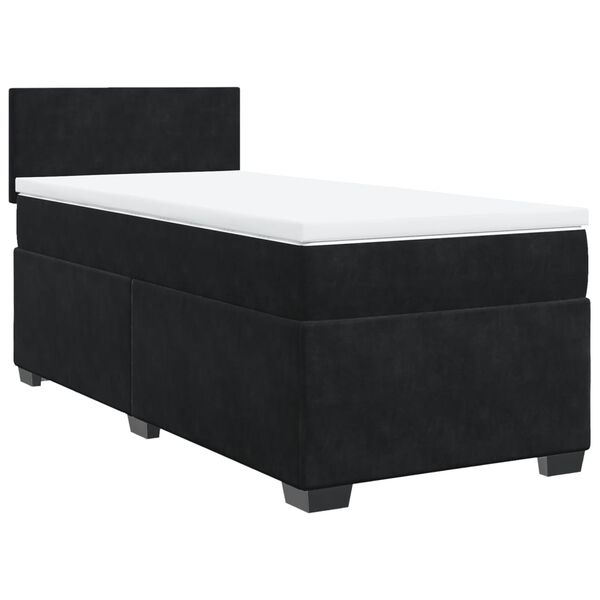 vidaXL Sommier &agrave; lattes de lit avec matelas noir 90x190 cm simple velours
