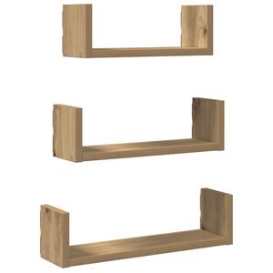 vidaXL &Eacute;tag&egrave;res murales 3 pcs ch&ecirc;ne artisanal bois d'ing&eacute;nierie