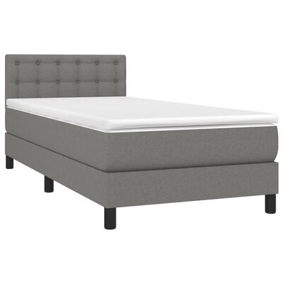 vidaXL Sommier à lattes de lit avec matelas Gris foncé 80x200 cm Tissu