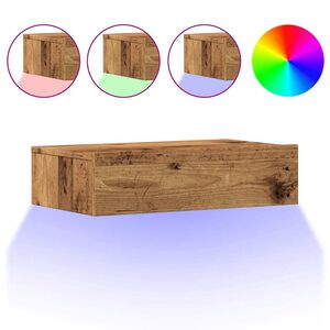 vidaXL Meuble TV avec &eacute;clairage LED vieux bois 60x35x15,5 cm