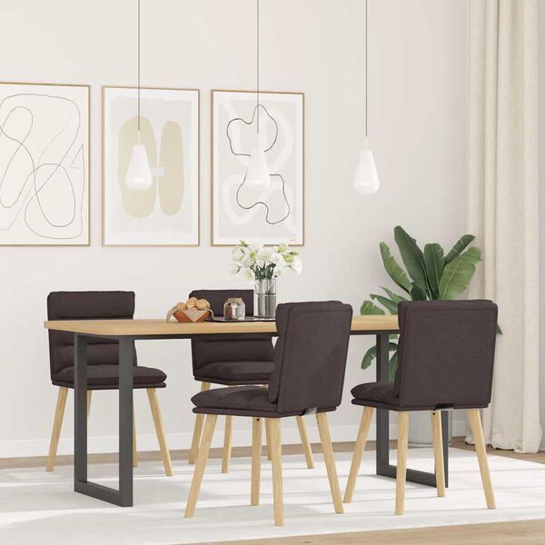 vidaXL Chaises &agrave; manger lot de 4 marron fonc&eacute; tissu