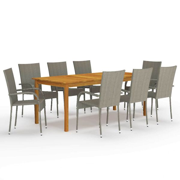 vidaXL Ensemble &agrave; manger de jardin 9 pcs Gris