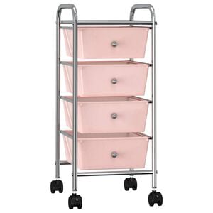 vidaXL Chariot de rangement mobile &agrave; 4 tiroirs Rose Plastique