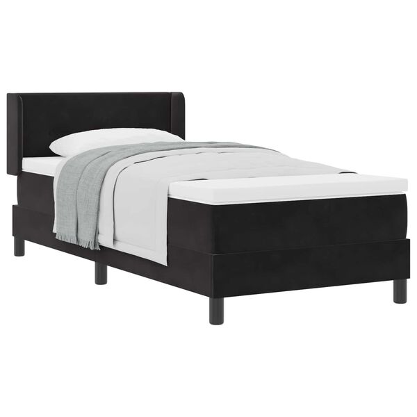 vidaXL Lit &agrave; ressorts avec matelas Noir 200 x 80 cm Polyester