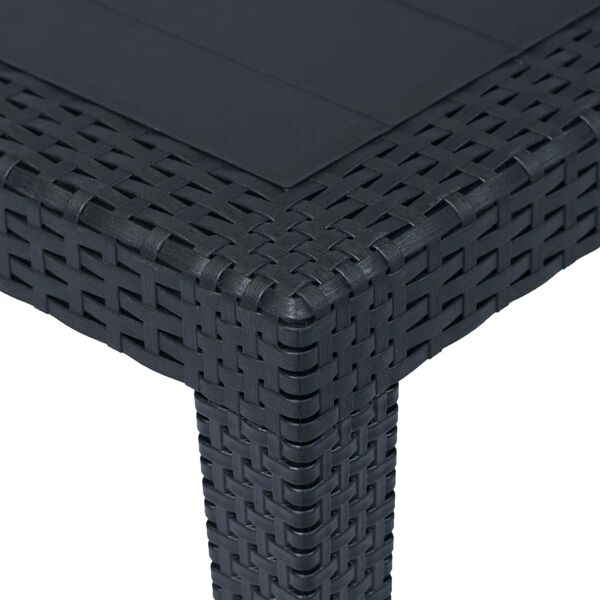 vidaXL Table de jardin Anthracite 150x90x72 cm Plastique Aspect rotin