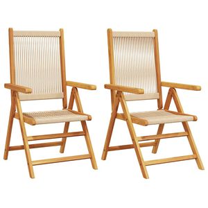vidaXL Chaises pliantes 2 pi&egrave;ces Beige Bois massif d'acacia et polypropyl&egrave;ne