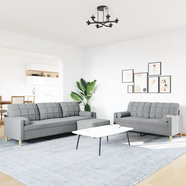 vidaXL Ensemble de canap&eacute;s 3 pcs repose-pied et coussins d&eacute;coratifs