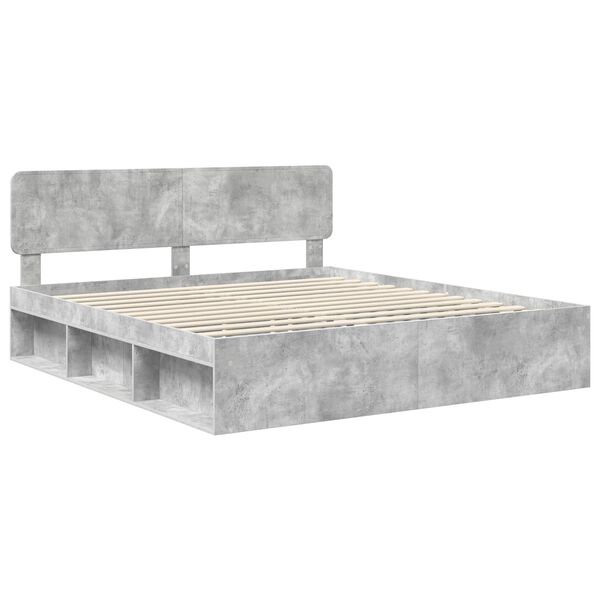 vidaXL Cadre de lit avec t&ecirc;te de lit B&eacute;ton 180 x 200 cm Pin massif