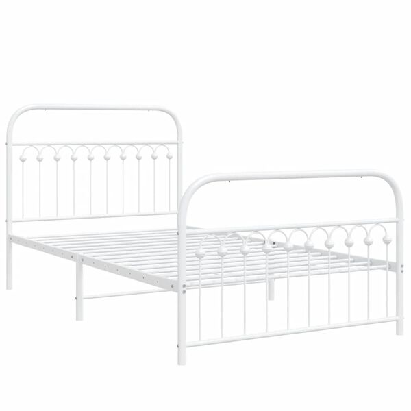 vidaXL Cadre de lit m&eacute;tal sans matelas et pied de lit blanc 107x203 cm