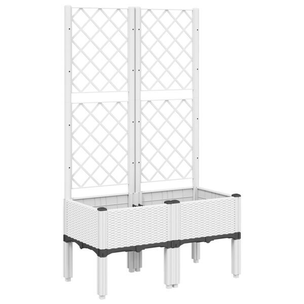 vidaXL Jardini&egrave;re avec treillis blanc 80x40x142 cm PP