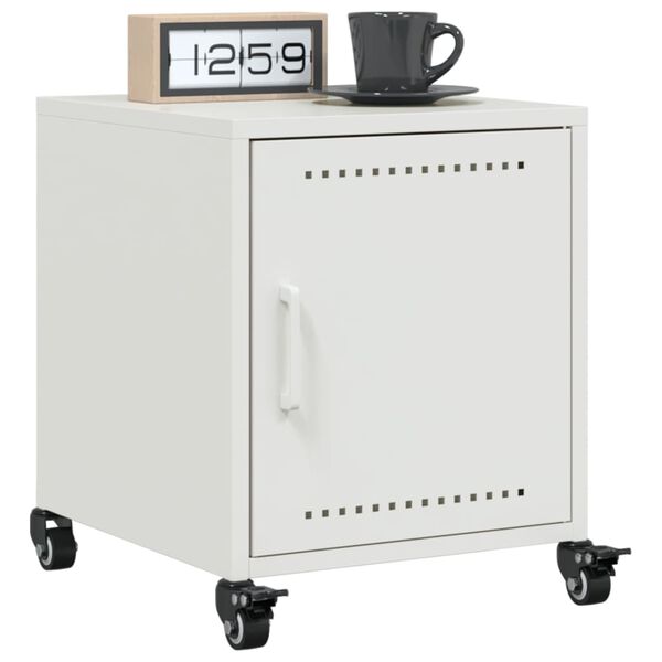 vidaXL Tables de chevet 2 pcs blanc 36x39x43,5 cm acier