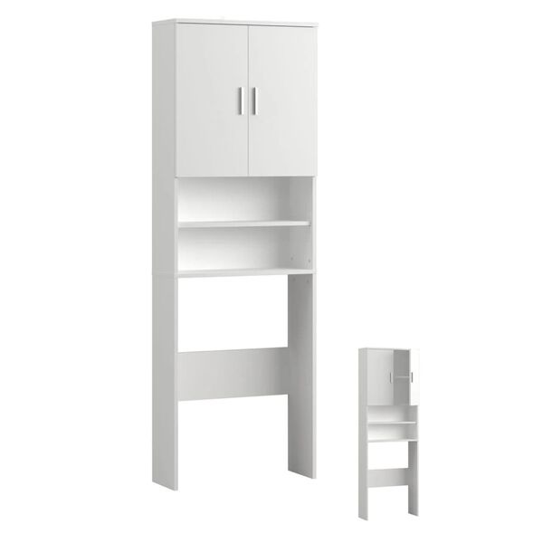 FMD Armoire pour machine &agrave; laver avec espace de rangement Blanc