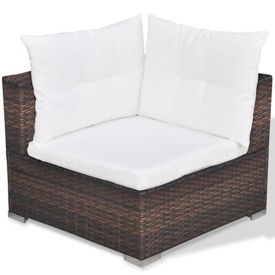 vidaXL Salon de jardin 6 pcs avec coussins Résine tressée Marron