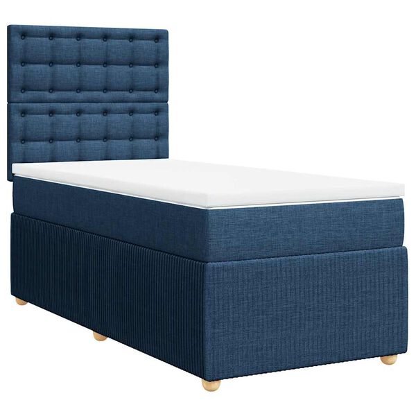 vidaXL Sommier &agrave; lattes de lit avec matelas Bleu 90x190 cm Tissu