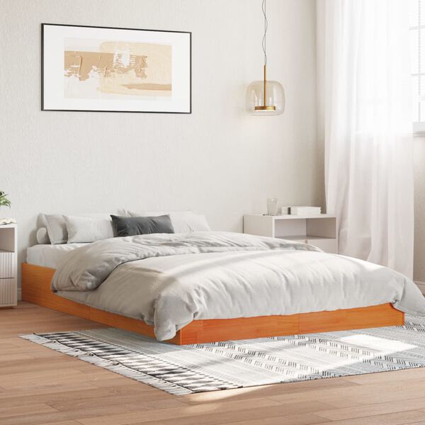 vidaXL Cadre de lit sans matelas cire marron 150x200cm bois pin massif