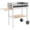 vidaXL Barbecue au charbon sur chariot Acier inoxydable et 2 &eacute;tag&egrave;res