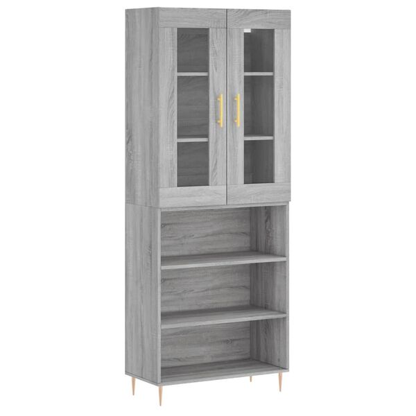 vidaXL Buffet haut Sonoma gris 69,5x34x180 cm Bois d'ing&eacute;nierie