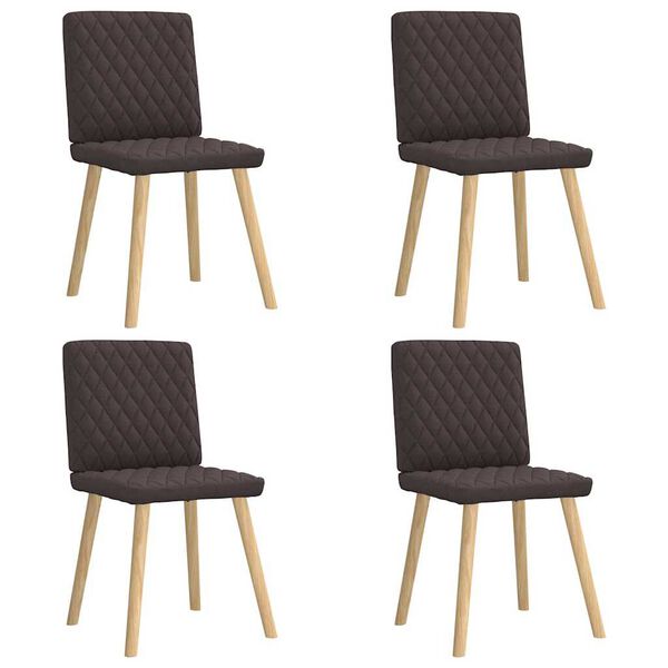 vidaXL Chaises &agrave; manger lot de 4 marron fonc&eacute; tissu