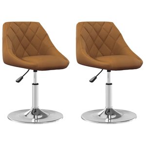 vidaXL Chaises pivotantes &agrave; manger lot de 2 Marron Velours